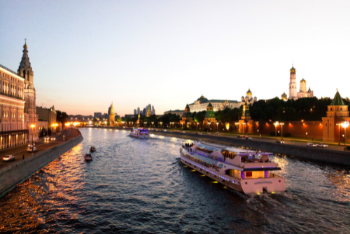 river boat on canal in Europe