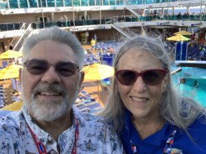 Keith and Ilene overlooking ship's pool