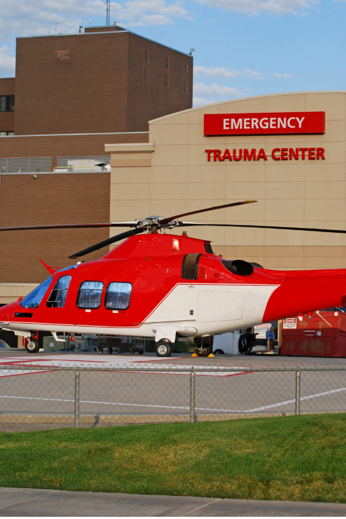 Medical helicopter outsid of trauma centere